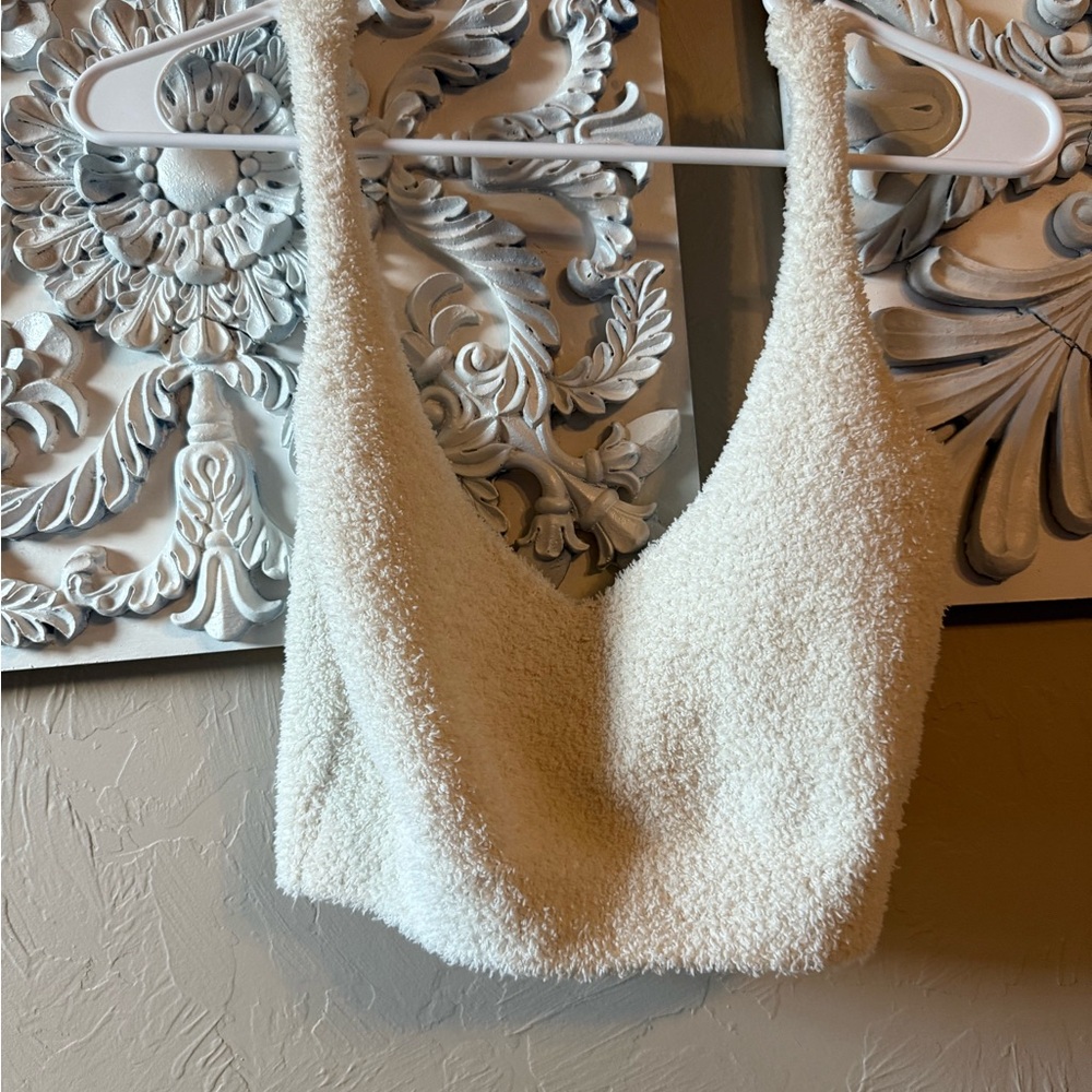 Rivir Cream Sweater Textured Crop Top Mediun